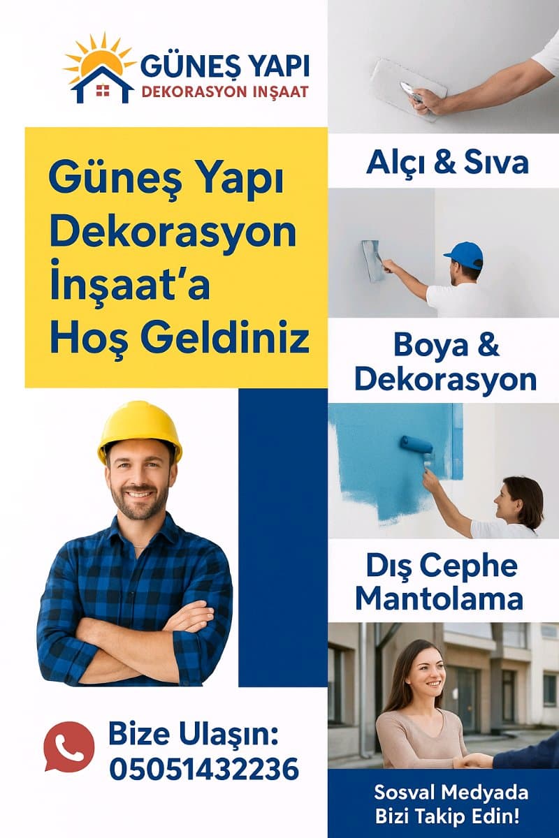 dış cephe mantolama boya badana alçı sıva sen daire tadilatı işleri yapılır