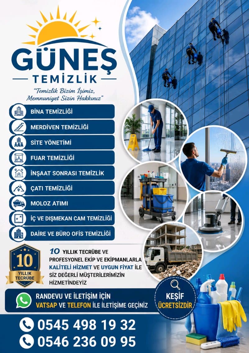 Daire Ofis Bina Cami Hastane Okul İç Ve Dış Cephe Cam Temizliği