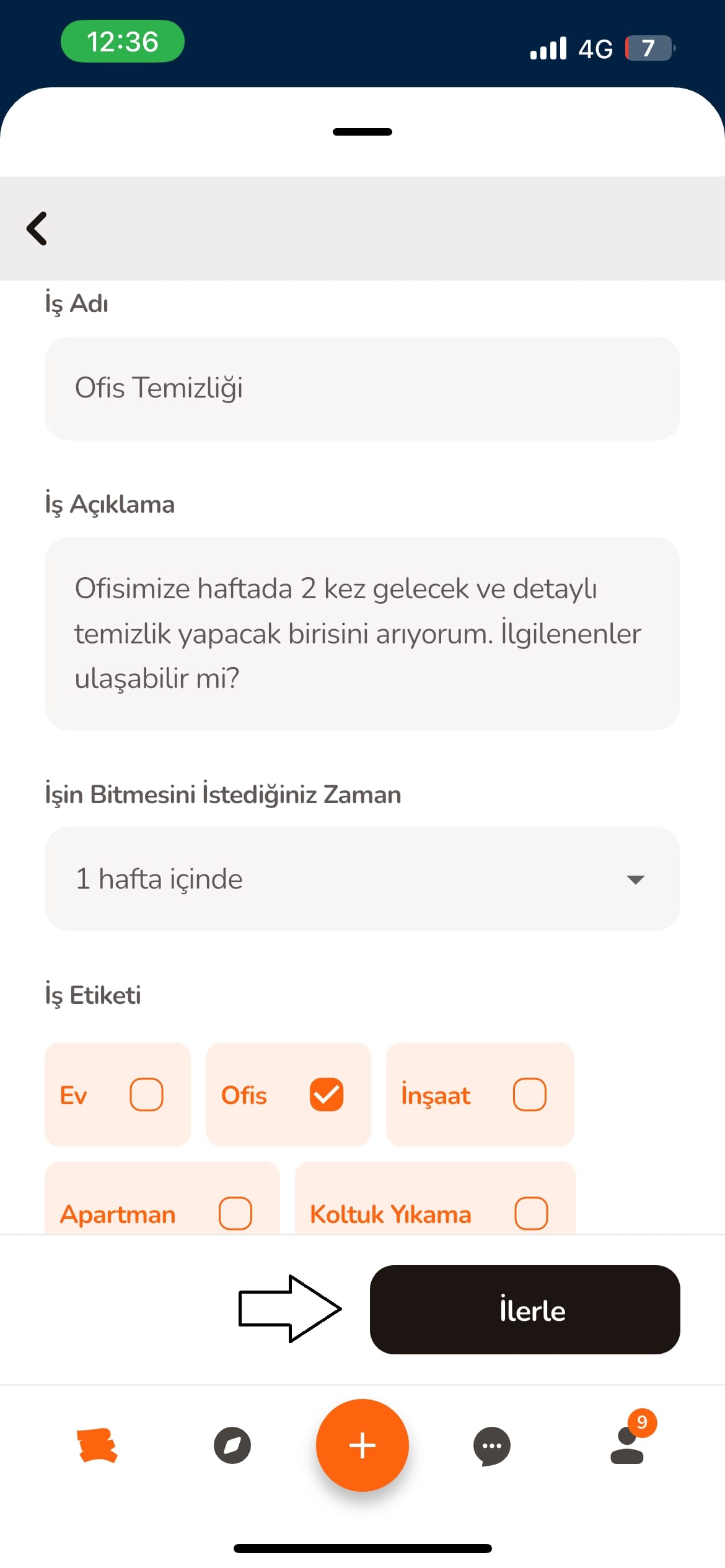 İlerle butonu