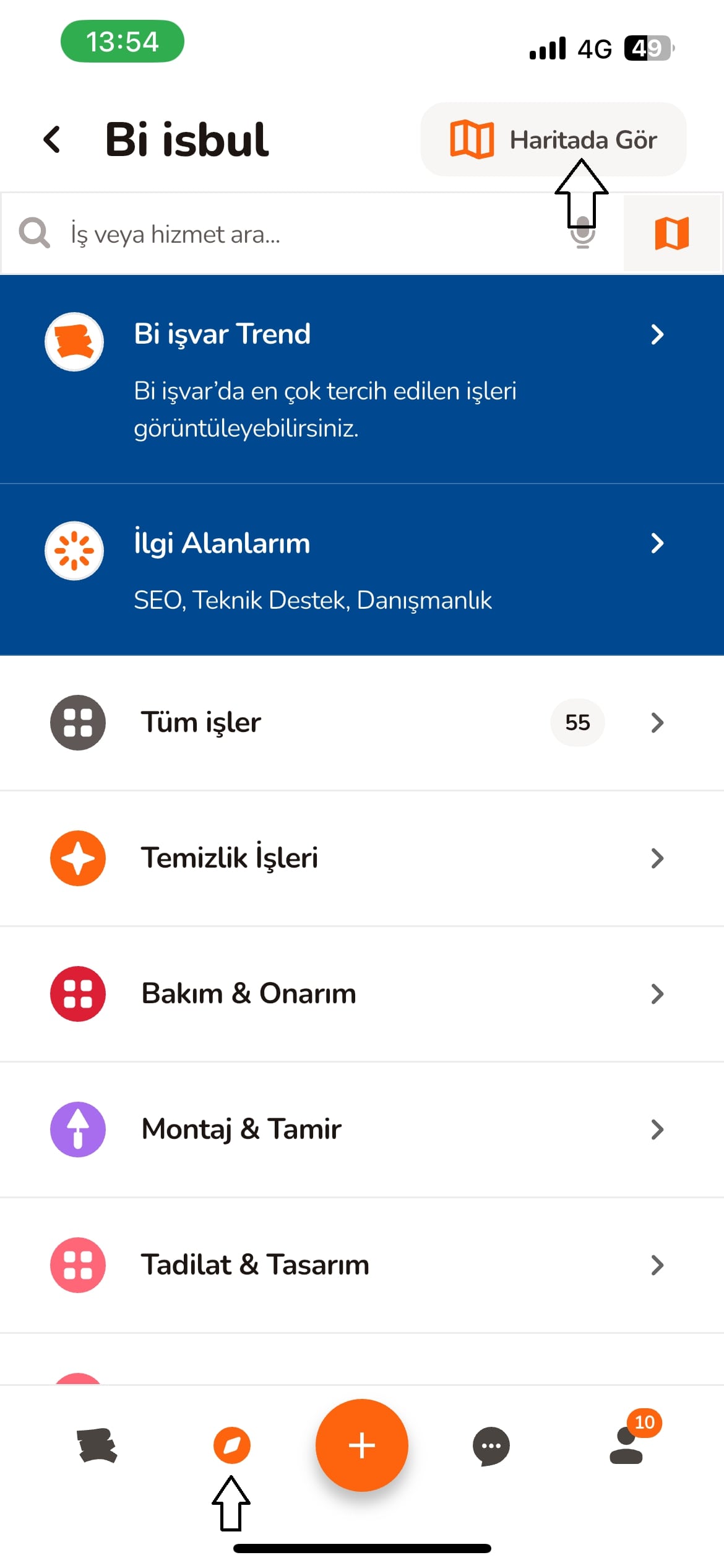 Harita ve trend seçenekleri
