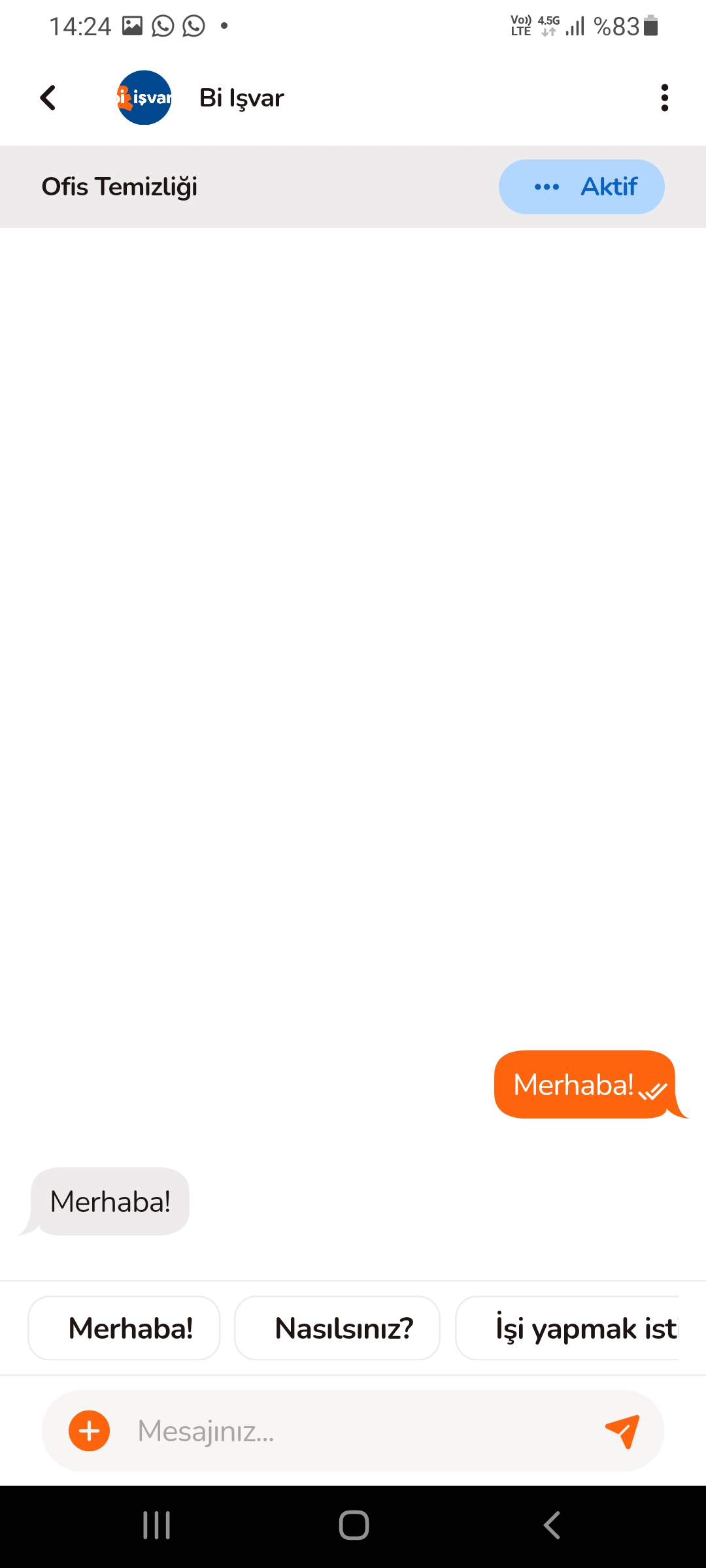 bi işyapan ilk mesaj