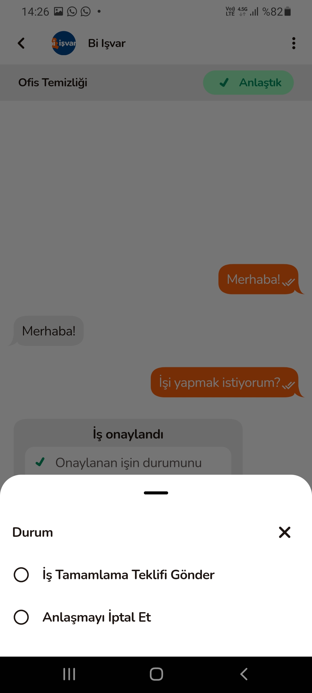 bi işyapan iş tamamlama