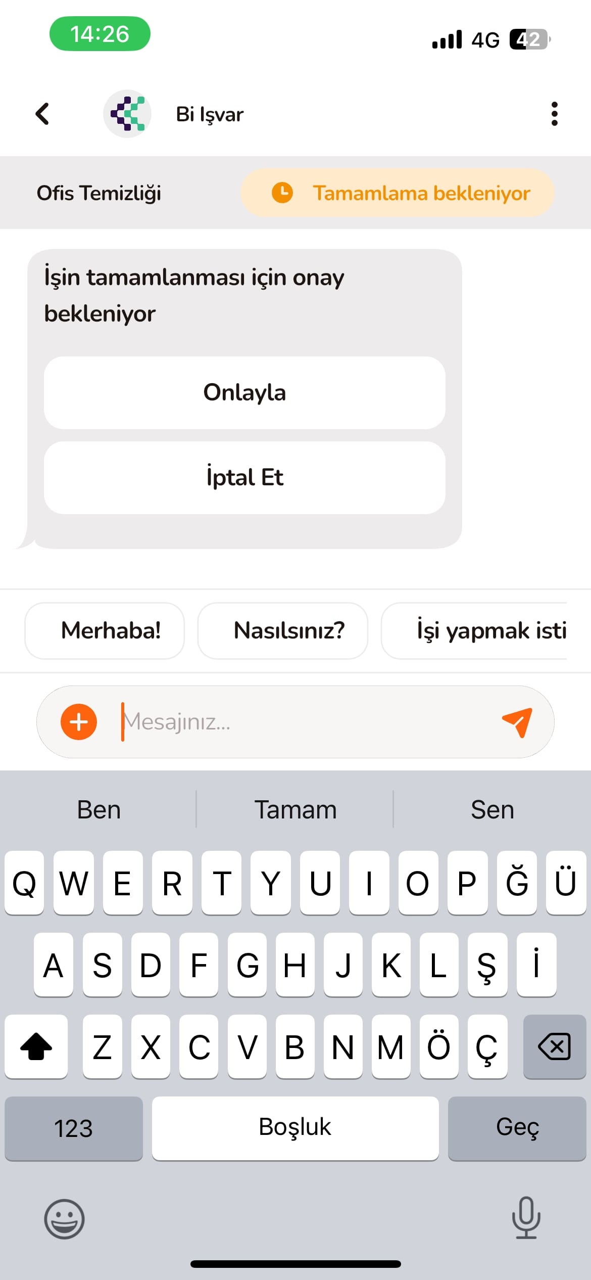 bi işveren iş tamamlama onay