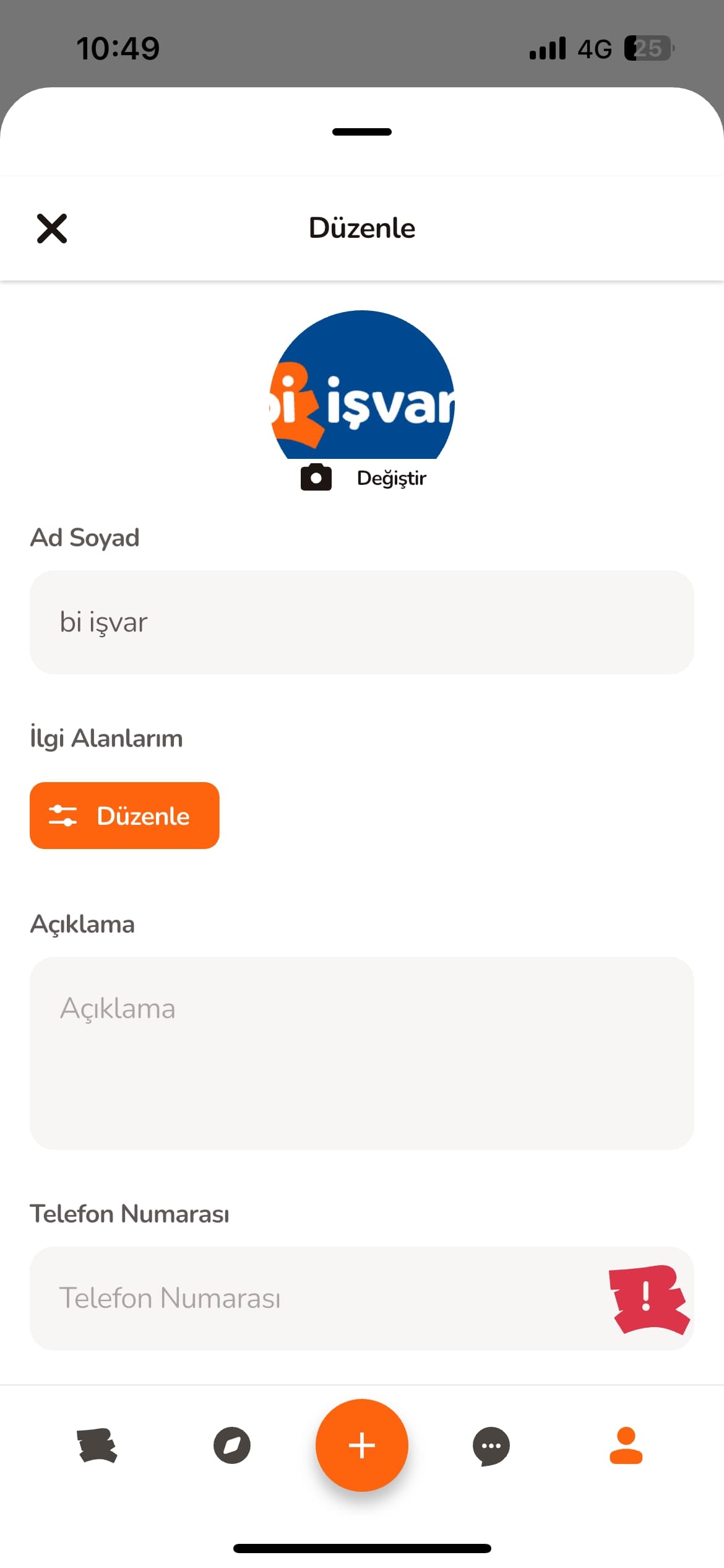 Profil düzenleme sayfası